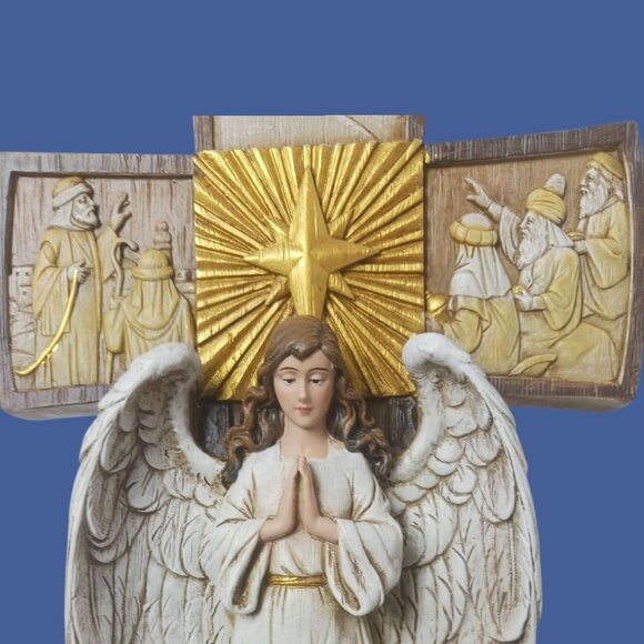 Avalon Gallery Christmas Treasures Nativity Story Figure Cross With Angel "14" - Picture 8 of 12